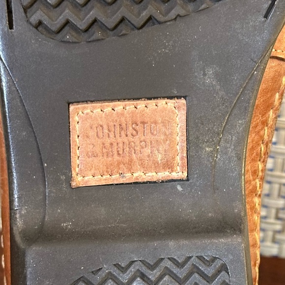 🌟HP🌟Johnson & Murphy Cognac Tan Leather Tidwell Woven Loafers 9M Brazil - Picture 13 of 13